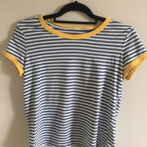 Prince & Fox yellow trim striped t shirt
